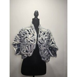 Fendi Women's Multicolor Rabbit Fur Capelet IT40 Avant Garde Kimono Coat luxury